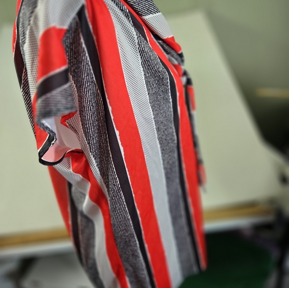 Women's Blouse w/ Scarf Turn On Stiped Size 40 Euro Likely U.S. Large - Picture 8 of 11